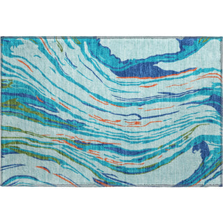 Piper Looms Mayfield Swirls AMF1037 Blue Machine Washable Area Rug Scatter Main Image