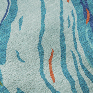 Piper Looms Mayfield Swirls AMF1037 Blue Machine Washable Area Rug Swatch Image