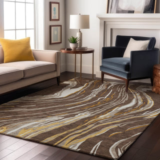 Piper Looms Mayfield Swirls AMF1037 Brown Machine Washable Area Rug Lifestyle Image Feature