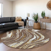Piper Looms Mayfield Swirls AMF1037 Brown Machine Washable Area Rug Round Lifestyle Image Feature
