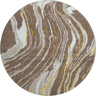 Piper Looms Mayfield Swirls AMF1037 Brown Machine Washable Area Rug Round Main Image
