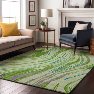 Piper Looms Mayfield Swirls AMF1037 Green Machine Washable Area Rug Lifestyle Image Feature