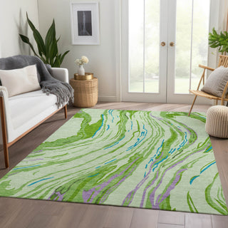 Piper Looms Mayfield Swirls AMF1037 Green Machine Washable Area Rug Lifestyle Image Feature