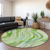 Piper Looms Mayfield Swirls AMF1037 Green Machine Washable Area Rug Round Lifestyle Image Feature