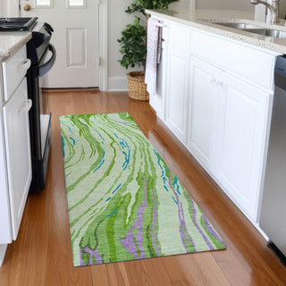 Piper Looms Mayfield Swirls AMF1037 Green Machine Washable Area Rug Runner Lifestyle Image Feature