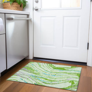 Piper Looms Mayfield Swirls AMF1037 Green Machine Washable Area Rug Scatter Lifestyle Image Feature