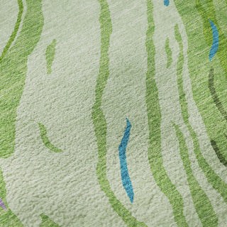 Piper Looms Mayfield Swirls AMF1037 Green Machine Washable Area Rug Swatch Image