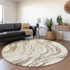 Piper Looms Mayfield Swirls AMF1037 Ivory Machine Washable Area Rug Round Lifestyle Image Feature