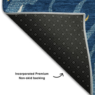Piper Looms Mayfield Swirls AMF1037 Navy Machine Washable Area Rug Backing Image