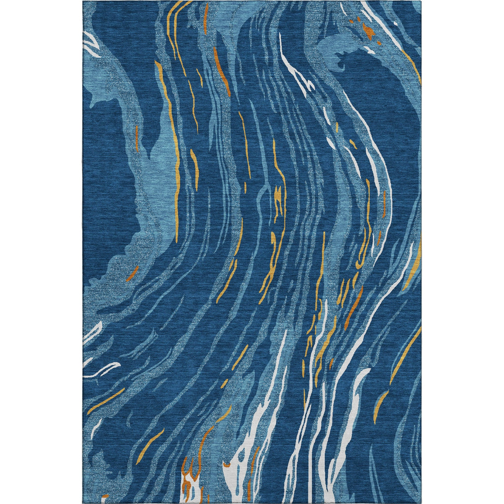 Piper Looms Mayfield Swirls AMF1037 Navy Machine Washable Area Rug main image
