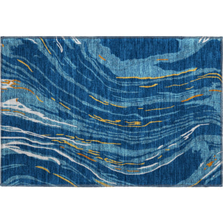Piper Looms Mayfield Swirls AMF1037 Navy Machine Washable Area Rug Scatter Main Image