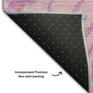 Piper Looms Mayfield Swirls AMF1037 Pink Machine Washable Area Rug Backing Image
