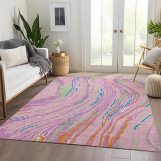 Piper Looms Mayfield Swirls AMF1037 Pink Machine Washable Area Rug Lifestyle Image Feature