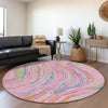 Piper Looms Mayfield Swirls AMF1037 Pink Machine Washable Area Rug Round Lifestyle Image Feature