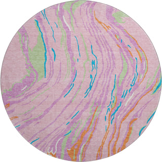 Piper Looms Mayfield Swirls AMF1037 Pink Machine Washable Area Rug Round Main Image
