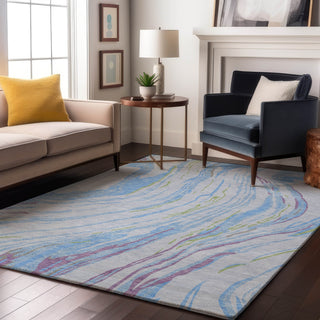 Piper Looms Mayfield Swirls AMF1037 Sky Machine Washable Area Rug Lifestyle Image Feature
