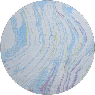 Piper Looms Mayfield Swirls AMF1037 Sky Machine Washable Area Rug Round Main Image