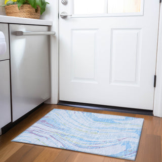 Piper Looms Mayfield Swirls AMF1037 Sky Machine Washable Area Rug Scatter Lifestyle Image Feature