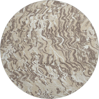 Piper Looms Mayfield Swirls AMF1038 Beige Machine Washable Area Rug Round Main Image