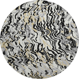 Piper Looms Mayfield Swirls AMF1038 Black Machine Washable Area Rug Round Main Image