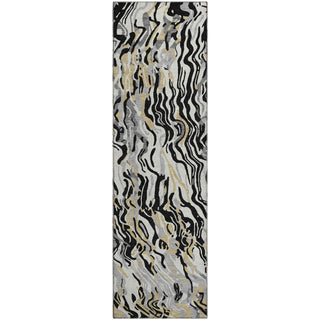 Piper Looms Mayfield Swirls AMF1038 Black Machine Washable Area Rug Runner Main Image