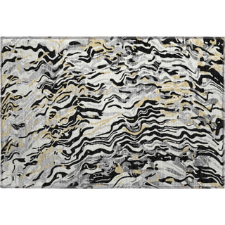 Piper Looms Mayfield Swirls AMF1038 Black Machine Washable Area Rug Scatter Main Image
