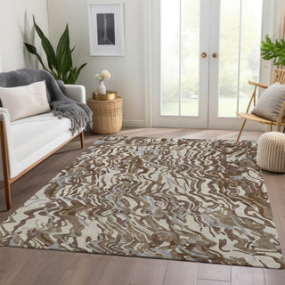 Piper Looms Mayfield Swirls AMF1038 Brown Machine Washable Area Rug Lifestyle Image Feature