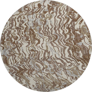 Piper Looms Mayfield Swirls AMF1038 Brown Machine Washable Area Rug Round Main Image