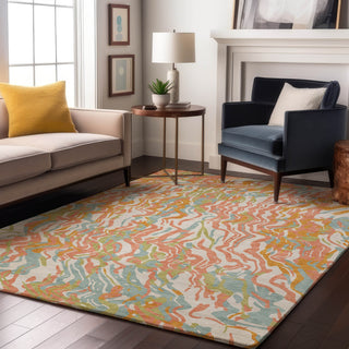 Piper Looms Mayfield Swirls AMF1038 Coral Machine Washable Area Rug Lifestyle Image Feature