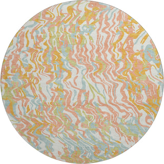 Piper Looms Mayfield Swirls AMF1038 Coral Machine Washable Area Rug Round Main Image