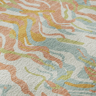 Piper Looms Mayfield Swirls AMF1038 Coral Machine Washable Area Rug Swatch Image
