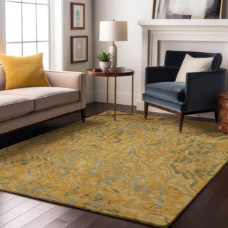 Piper Looms Mayfield Swirls AMF1038 Gold Machine Washable Area Rug Lifestyle Image Feature