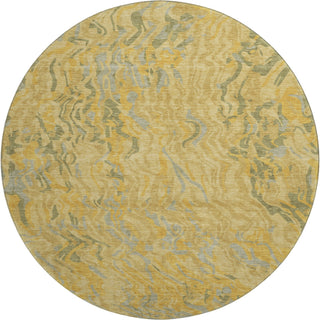 Piper Looms Mayfield Swirls AMF1038 Gold Machine Washable Area Rug Round Main Image