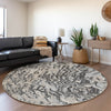Piper Looms Mayfield Swirls AMF1038 Gray Machine Washable Area Rug Round Lifestyle Image Feature