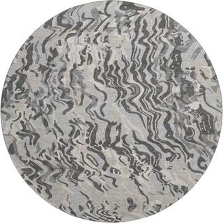 Piper Looms Mayfield Swirls AMF1038 Gray Machine Washable Area Rug Round Main Image