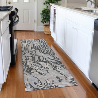 Piper Looms Mayfield Swirls AMF1038 Gray Machine Washable Area Rug Runner Lifestyle Image Feature