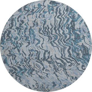Piper Looms Mayfield Swirls AMF1038 Sky Machine Washable Area Rug Round Main Image