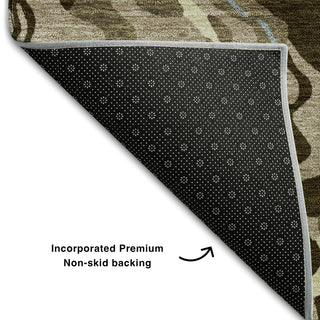 Piper Looms Mayfield Swirls AMF1038 Taupe Machine Washable Area Rug Backing Image