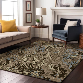 Piper Looms Mayfield Swirls AMF1038 Taupe Machine Washable Area Rug Lifestyle Image Feature