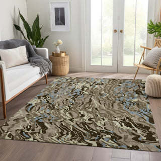 Piper Looms Mayfield Swirls AMF1038 Taupe Machine Washable Area Rug Lifestyle Image Feature