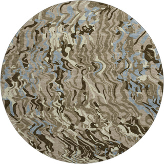 Piper Looms Mayfield Swirls AMF1038 Taupe Machine Washable Area Rug Round Main Image