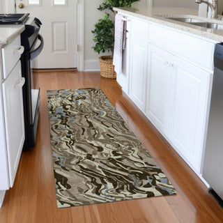 Piper Looms Mayfield Swirls AMF1038 Taupe Machine Washable Area Rug Runner Lifestyle Image Feature