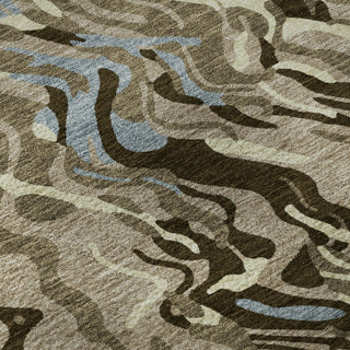 Piper Looms Mayfield Swirls AMF1038 Taupe Machine Washable Area Rug Swatch Image
