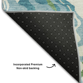 Piper Looms Mayfield Swirls AMF1038 Teal Machine Washable Area Rug Backing Image