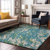 Piper Looms Mayfield Swirls AMF1038 Teal Machine Washable Area Rug Lifestyle Image Feature