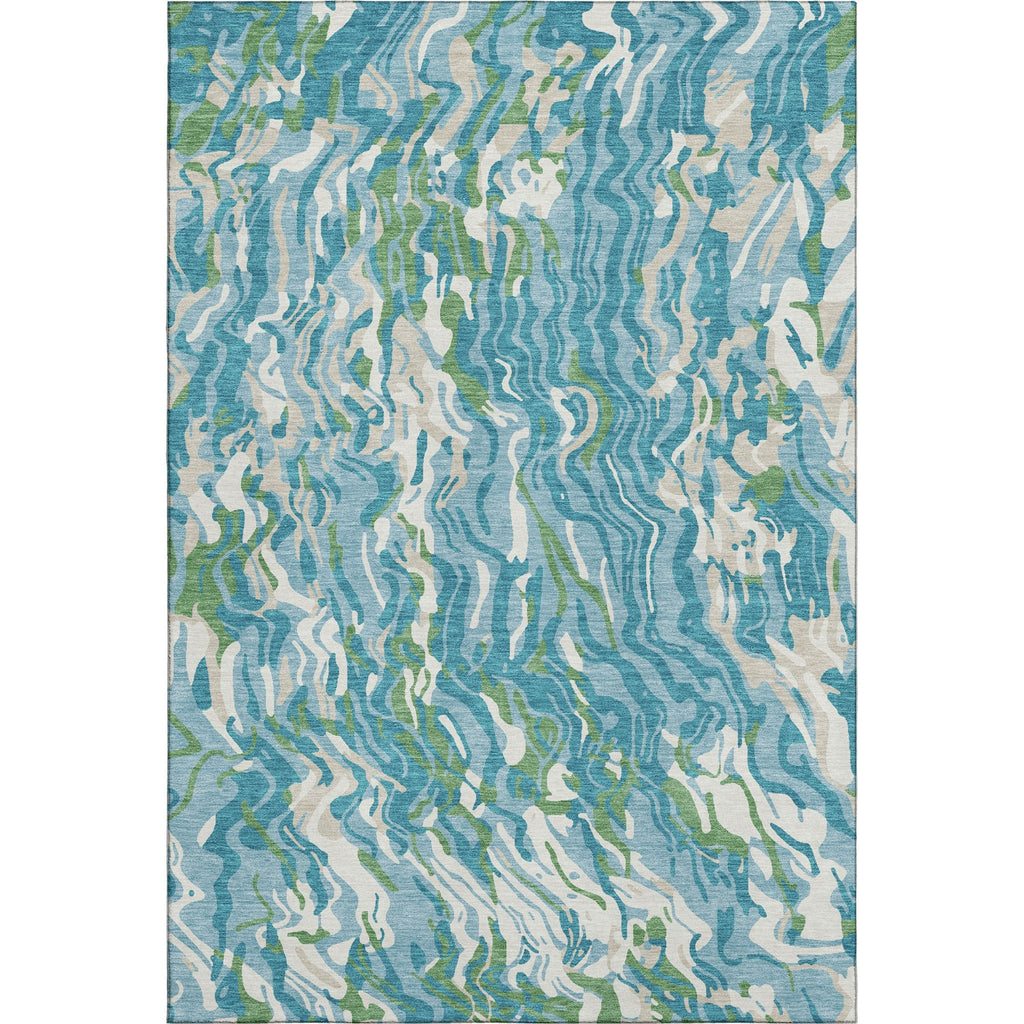 Piper Looms Mayfield Swirls AMF1038 Teal Machine Washable Area Rug main image