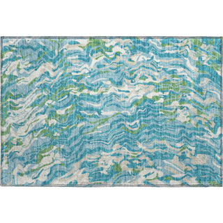 Piper Looms Mayfield Swirls AMF1038 Teal Machine Washable Area Rug Scatter Main Image