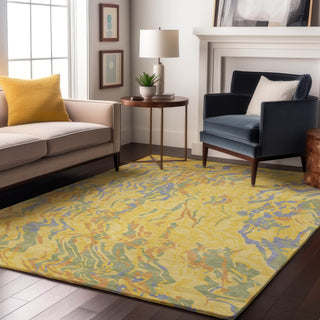 Piper Looms Mayfield Swirls AMF1038 Yellow Machine Washable Area Rug Lifestyle Image Feature