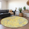 Piper Looms Mayfield Swirls AMF1038 Yellow Machine Washable Area Rug Round Lifestyle Image Feature