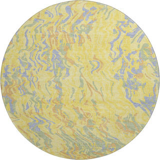 Piper Looms Mayfield Swirls AMF1038 Yellow Machine Washable Area Rug Round Main Image